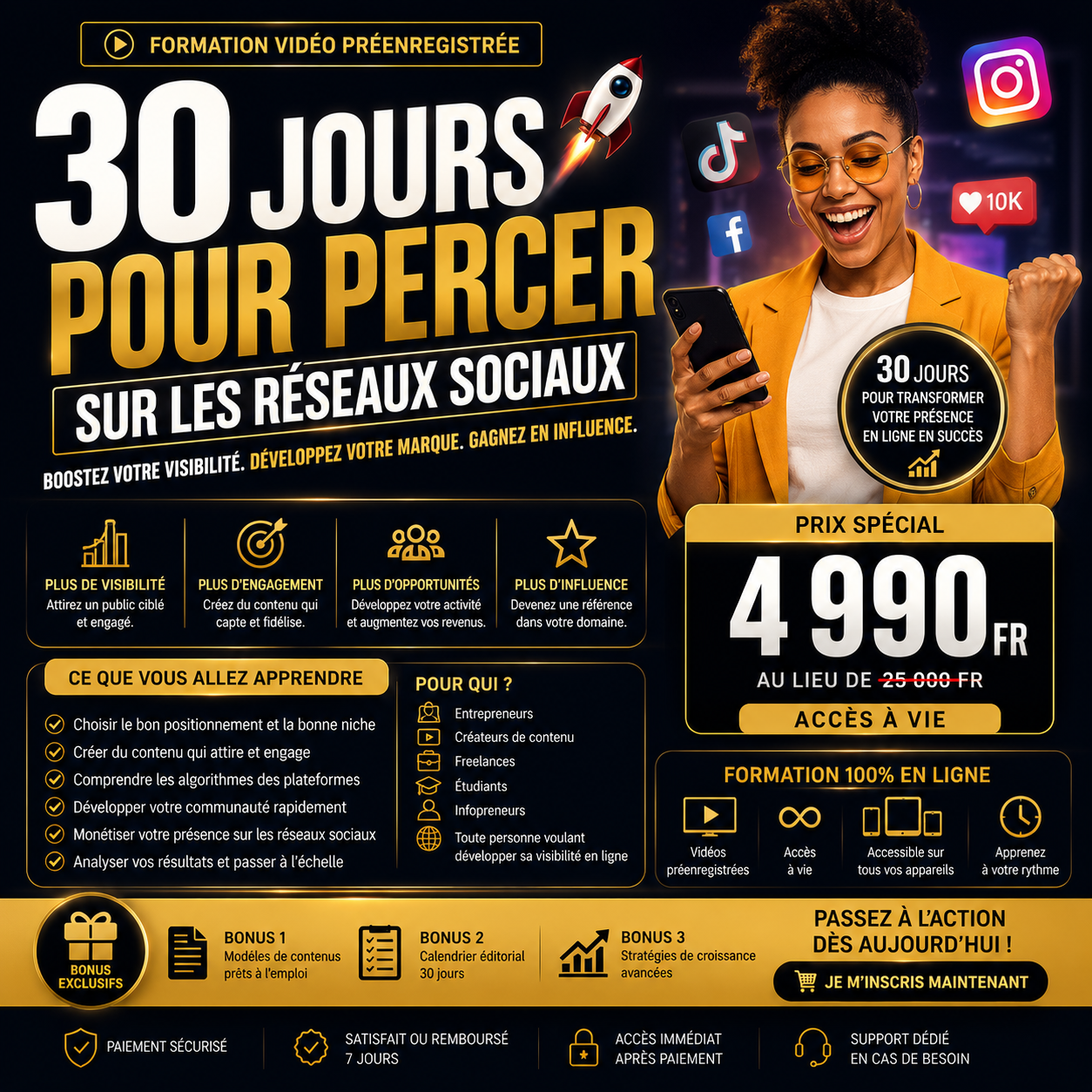 30 jours pour percer sur les réseaux sociaux — Formation vidéo préenregistrée