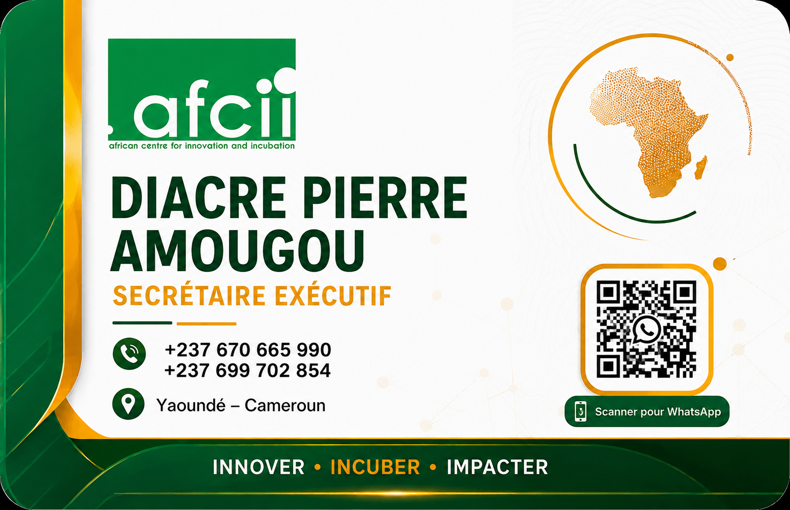 Carte de visite — Secrétaire Exécutif AFCII