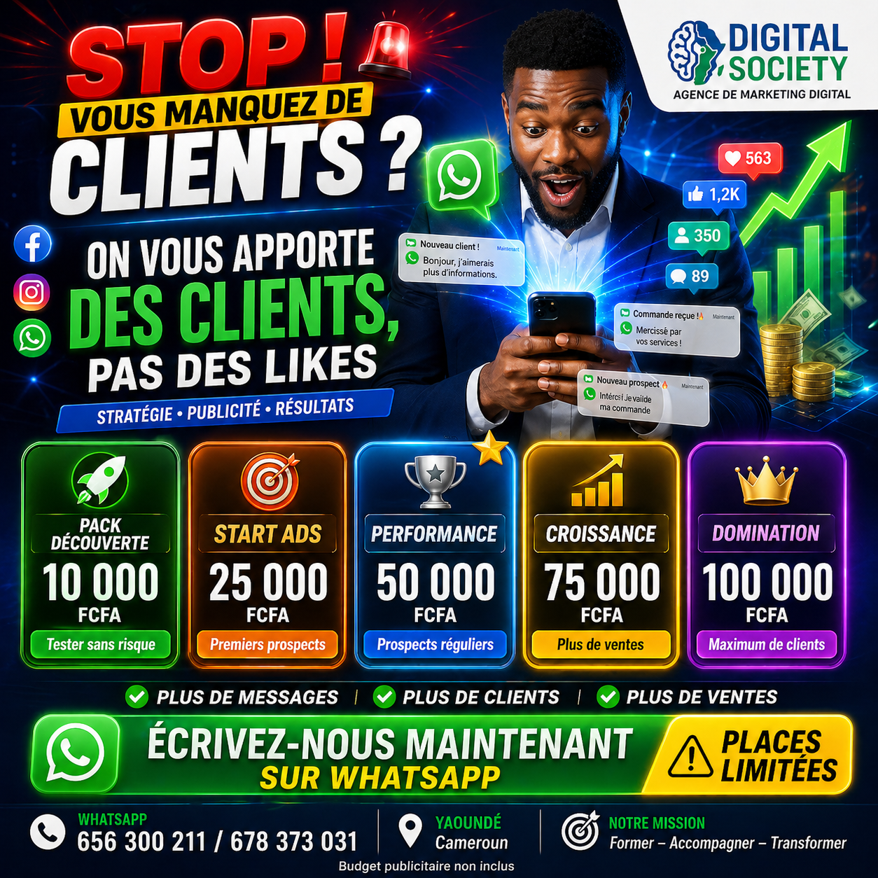 Pack Publicité — Découverte, Start Ads, Performance, Croissance, Domination